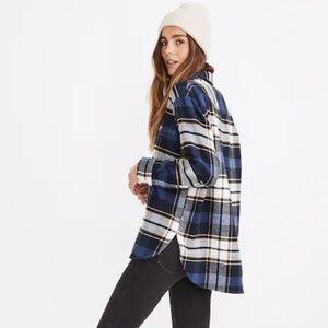 Madewell Flannel Flap-Pocket Oversized Ex-Boyfriend Shirt in Coltrane Plaid